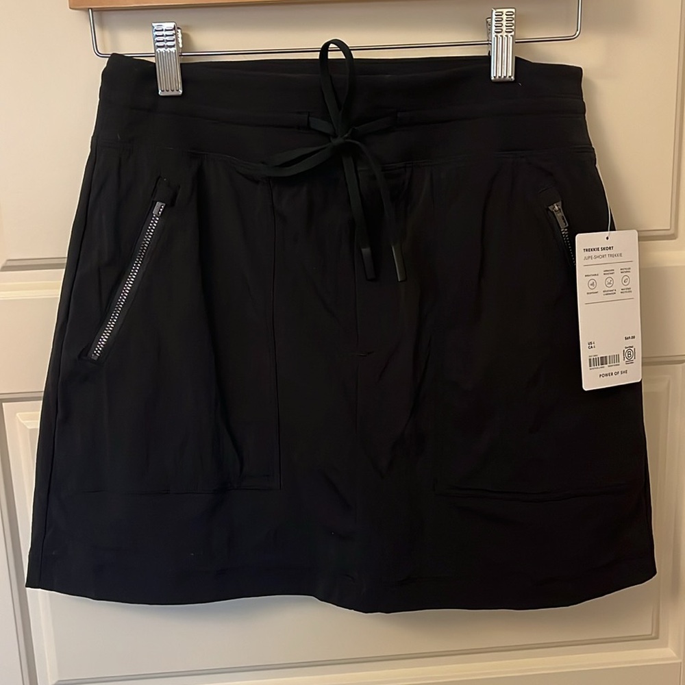 Athleta Black Active Skort with Zipper Pockets